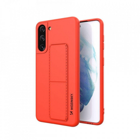 Силиконов гръб със стойка WOZINSKY Kickstand - Samsung Galaxy S21+ 5G червен