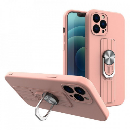 Силиконов гръб с държач-стойка Ring - Xiaomi Poco M4 Pro 5G / Redmi Note 11s 5G / 11T 5G розов