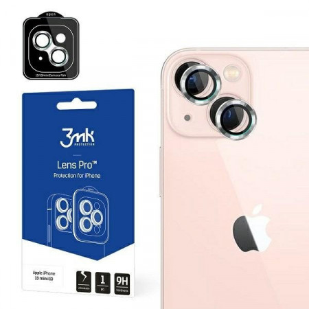 Стъклен протектор за камера с алуминиева рамка и рамка за поставяне 3mk Lens Protection Pro - iPhone 13 / 13 mini прозрачен