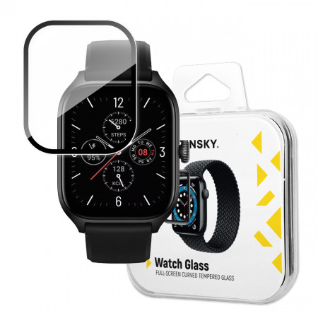Стъклен протектор 9H с пълно покритие Wozinsky Full Glue - Xiaomi Amazfit GTS 4 9H Full Screen Cover с черна рамка