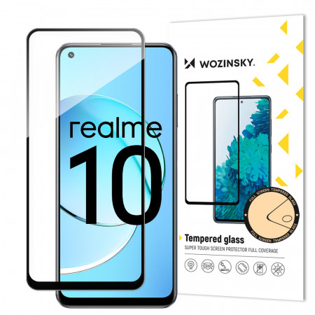 5D Full Glue закален стъклен протектор с пълно покритие WOZINSKY - Realme 10 9H Cover с черна рамка