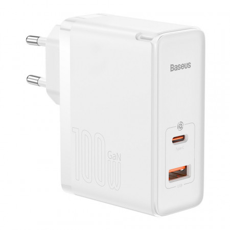 Baseus GaN5 Pro Fast Universal GaN USB зарядно Type C / USB 100W PD3.0, QC4.0 +, AFC бял (CCGP090202)