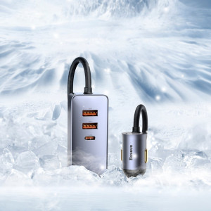 Зарядно за кола BASEUS Share Together 120W USB Type A с удължител за задната седалка 2x USB Type A / USB Type C PD QC (CCBT-B0G) сиво - Img 14