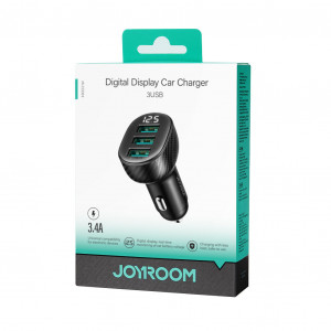 Зарядно за кола JOYROOM JR-CCD03 17W 3.4A 3x USB Type A с LED дисплей черно - Img 5