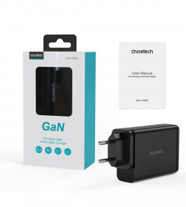 Зарядно за стена CHOETECH GaN 140W 2x USB Type A / 2x USB Type C (PD6005) черно - Img 5