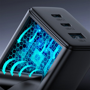 Зарядно за стена JOYROOM GaN 65W USB Type A / 2x USB Type C черен + кабел USB Type C към USB Type C 100W 1.2m (TCG01) черно - Img 11