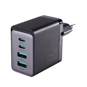 Зарядно за стена JOYROOM GaN 67W 2x USB Type A / 2x USB Type C черен (TCG02) + кабел USB Type C към USB Type C 100W 1.2m черно - Img 2