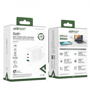 Зарядно за стена (UK стандарт) ACEFAST GaN 65W USB Type A / 2x USB Type C PD (A44) бяло - Img 6