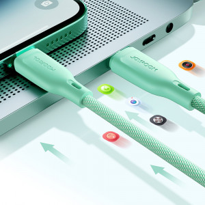 Кабел за зареждане и данни с оплетка JOYROOM Multi-Color SA34-CC3 USB Type C към USB Type C 60W с бързо зареждане 1m розов - Img 3