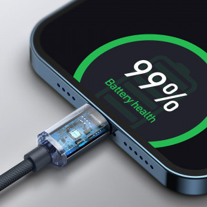 Кабел за зареждане и данни BASEUS Crystal Shine USB Type C към Lightning с бързо зареждане 20W 2m (CAJY000303) син - Img 14