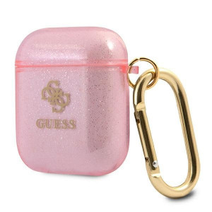 Оригинален калъф за слушалки GUESS Glitter GUA2UCG4GP - AirPods 1 / 2 розов - Img 3