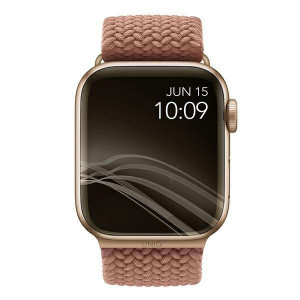 Плетена каишка UNIQ Aspen - Apple Watch 45mm Series 9 / 45mm Series 8 / 45mm Series 7 / 44mm SЕ (2nd gen) / 44mm SE / 44mm Series 6 / 44mm Series 5 / 44mm Series 4 / 42mm Series 3 / 42mm Series 2 розов - Img 2