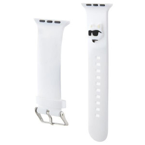 Силиконова каишка Karl lagerfeld 3D Rubber Choupette Heads Strap - Apple Watch 41mm Series 9 / 41mm Series 8 / 41mm Series 7 / 40mm Series 6 / 40mm SE / 40mm Series 5 / 40mm Series 4 / 38mm Series 3 / 38mm Series 2 / 38mm (1st gen) бял - Img 3