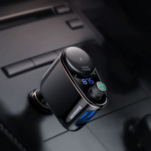 Bluetooth FM трансмитер със зарядно за кола BASEUS Locomotive 3.4A 2x USB Type A (CCALL-RH01) черно - Img 12