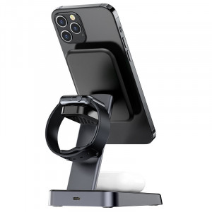 Безжично зарядно със стойка ACEFAST Qi 15W за iPhone (поддържа Magsafe), Apple Watch и AirPods (E3) черно - Img 4