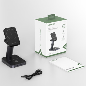 Безжично зарядно със стойка ACEFAST Qi 15W за iPhone (поддържа Magsafe), Apple Watch и AirPods (E3) черно - Img 12