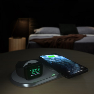 Безжично зарядно със стойка CHOETECH Qi 10W 2в1 MFi + кабел USB Type C (T317) бяло - Img 9