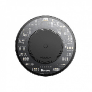 Безжично зарядно BASEUS BS-W530 15W + кабел USB Type C 24W 1m черно - Img 2