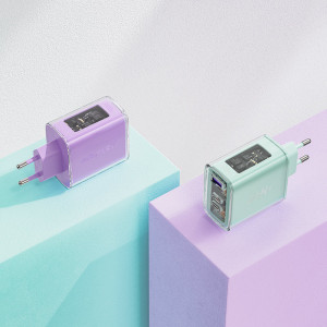 Зарядно за стена ACEFAST GaN 65W USB Type A / 2x USB Type C (A45) лилаво - Img 7