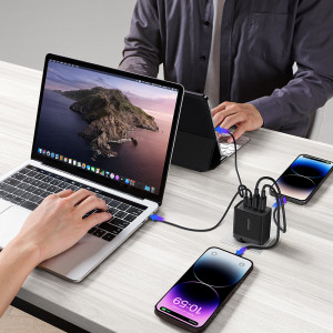 Зарядно за стена JOYROOM GaN 67W 2x USB Type A / 2x USB Type C черен (TCG02) + кабел USB Type C към USB Type C 100W 1.2m черно - Img 19