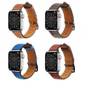 Каишка от естествена кожа Leather - Apple Watch Ultra 49mm / Ultra 2 49mm / 45mm Series 9 / 45mm Series 8 / 45mm Series 7 / 44mm SЕ (2nd gen) / 44mm SE / 44mm Series 6 / 44mm Series 5 / 44mm Series 4 / 42mm Series 3 / 42mm Series 2 червен - Img 6