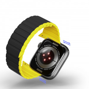 Магнитна каишка Dux Ducis LD - Apple Watch 41mm Series 9 / 41mm Series 8 / 41mm Series 7 / 40mm Series 6 / 40mm SE / 40mm Series 5 / 40mm Series 4 / 38mm Series 3 / 38mm Series 2 / 38mm (1st gen) черна / жълта - Img 11