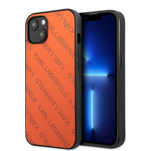 Оригинален твърд гръб KARL LAGERFELD Perforated Allover KLHCP13SPTLO - iPhone 13 mini оранжев - Img 1