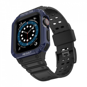 Подсилен калъф за корпус с каишка Protect - Apple Watch 45mm Series 9 / 45mm Series 8 / 45mm Series 7 / 44mm SЕ (2nd gen) / 44mm SE / 44mm Series 6 / 44mm Series 5 / 44mm Series 4 / 42mm Series 3 / 42mm Series 2 черен - Img 2