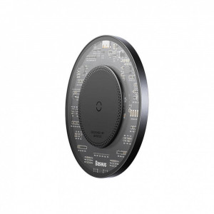 Безжично зарядно BASEUS BS-W530 15W + кабел USB Type C 24W 1m черно - Img 3