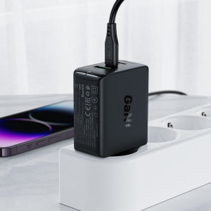 Зарядно за стена ACEFAST GaN 65W USB Type A / 2x USB Type C PPS PD QC4.0+ (A41) черно - Img 2