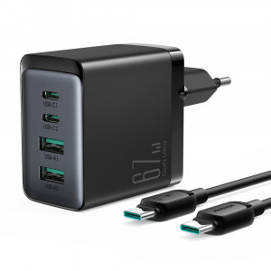 Зарядно за стена JOYROOM GaN 67W 2x USB Type A / 2x USB Type C черен (TCG02) + кабел USB Type C към USB Type C 100W 1.2m черно - Img 7
