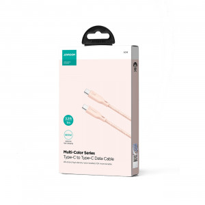 Кабел за зареждане и данни с оплетка JOYROOM Multi-Color SA34-CC3 USB Type C към USB Type C 60W с бързо зареждане 1m розов - Img 5