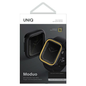Калъф за корпус с рамка UNIQ Moduo - Apple Watch 40mm SE / 41mm Series 8 / 41mm Series 7 / 40mm Series 6 / 40mm Series 5 / 40mm Series 4 черен / горчица - Img 4