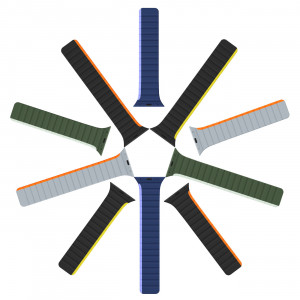 Магнитна каишка Dux Ducis LD - Apple Watch 41mm Series 9 / 41mm Series 8 / 41mm Series 7 / 40mm Series 6 / 40mm SE / 40mm Series 5 / 40mm Series 4 / 38mm Series 3 / 38mm Series 2 / 38mm (1st gen) черна / оранжева - Img 3