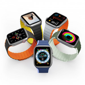Магнитна каишка Dux Ducis LD - Apple Watch 41mm Series 9 / 41mm Series 8 / 41mm Series 7 / 40mm Series 6 / 40mm SE / 40mm Series 5 / 40mm Series 4 / 38mm Series 3 / 38mm Series 2 / 38mm (1st gen) черна / жълта - Img 2