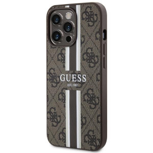 Оригинален гръб GUESS 4G Printed Stripe MagSafe GUHMP13LP4RPSW - iPhone 13 Pro кафяв - Img 2