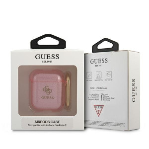 Оригинален калъф за слушалки GUESS Glitter GUA2UCG4GP - AirPods 1 / 2 розов - Img 4