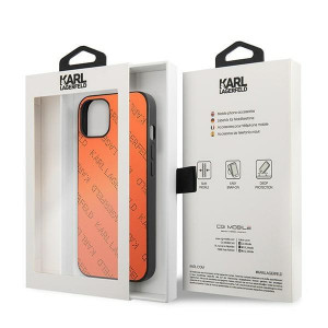Оригинален твърд гръб KARL LAGERFELD Perforated Allover KLHCP13SPTLO - iPhone 13 mini оранжев - Img 8