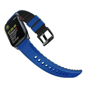 Силиконова каишка UNIQ Linus - Apple Watch Ultra 49mm / Ultra 2 49mm / 45mm Series 9 / 45mm Series 8 / 45mm Series 7 / 44mm SЕ (2nd gen) / 44mm SE / 44mm Series 6 / 44mm Series 5 / 44mm Series 4 / 42mm Series 3 / 42mm Series 2 син / Racing син - Img 2