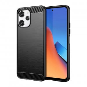 Силиконов гръб Carbon - Xiaomi Redmi 12 / Note 12R / Poco M6 Pro черен - Img 1