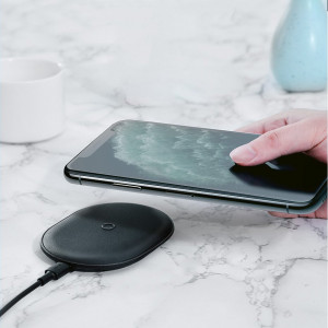 Безжично зарядно BASEUS Cobble Qi 15W + кабел USB Type C 1m (WXYS-01) черно - Img 9