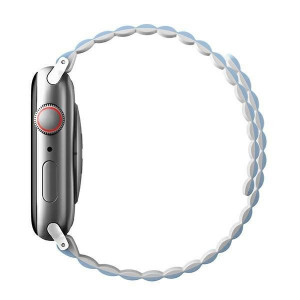 Двулицева магнитна каишка UNIQ Revix - Apple Watch Ultra 49mm / Ultra 2 49mm / 45mm Series 9 / 45mm Series 8 / 45mm Series 7 / 44mm SЕ (2nd gen) / 44mm SE / 44mm Series 6 / 44mm Series 5 / 44mm Series 4 / 42mm Series 3 / 42mm Series 2 бял / син - Img 5