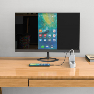 Зарядно за стена ACEFAST 2в1 GaN 65W USB Type A / USB Type C / HDMI 4K @ 60Hz + кабел USB Type C към USB Type C (A17) бяло - Img 3