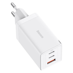 Зарядно за стена BASEUS GaN5 Pro 65W USB Type A / 2x USB Type C + кабел USB Type C към USB Type C 100W бяло - Img 2