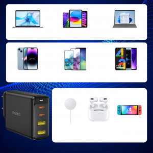 Зарядно за стена CHOETECH GaN 140W 2x USB Type A / 2x USB Type C (PD6005) черно - Img 8