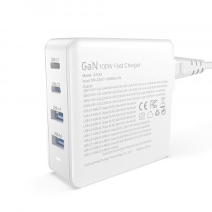 Зарядно за стена DUDAO GaN 100W 2x USB Type A / 2x USB Type C бяло - Img 2
