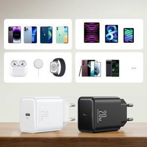 Зарядно за стена JOYROOM JR-TCF06 20W USB Type C Power Delivery + кабел USB Type C към Lightning черно - Img 7