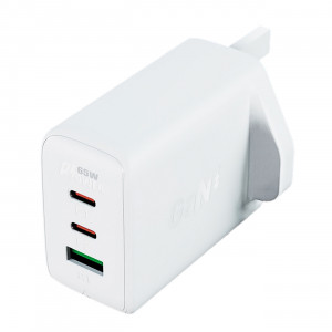 Зарядно за стена (UK стандарт) ACEFAST GaN 65W USB Type A / 2x USB Type C PD (A44) бяло - Img 1