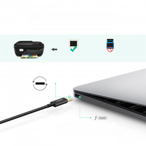 Кабел за принтер UGREEN USB Type C към USB Type B 480Mb/s 2m черен (US241) - Img 2