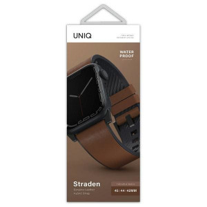 Каишка от еко кожа UNIQ Straden - Apple Watch 44mm SE / 44mm Series 6 / 44mm Series 5 / 44mm Series 4 каишка кафяв - Img 3
